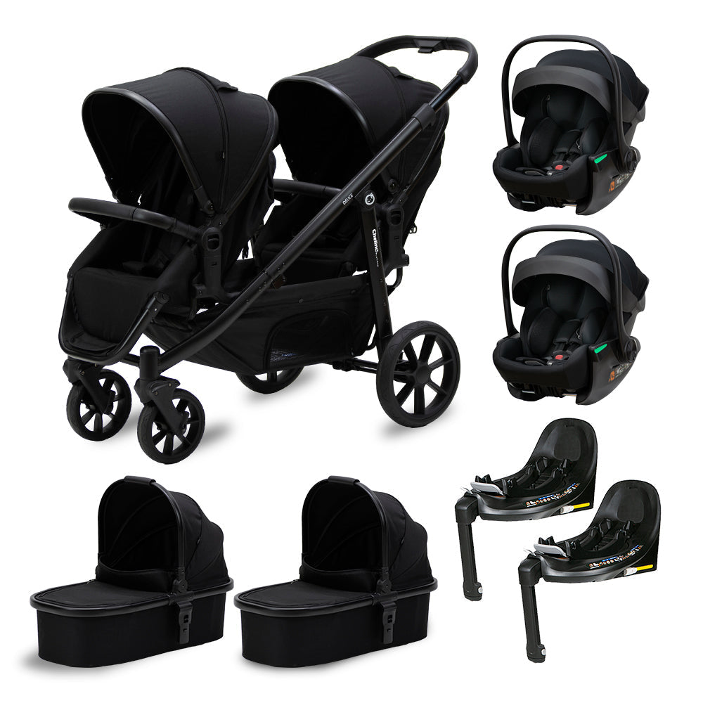 Deuce Twin 8 in 1 travel system with Tulip Lux i-Size car seat and stroller for twins