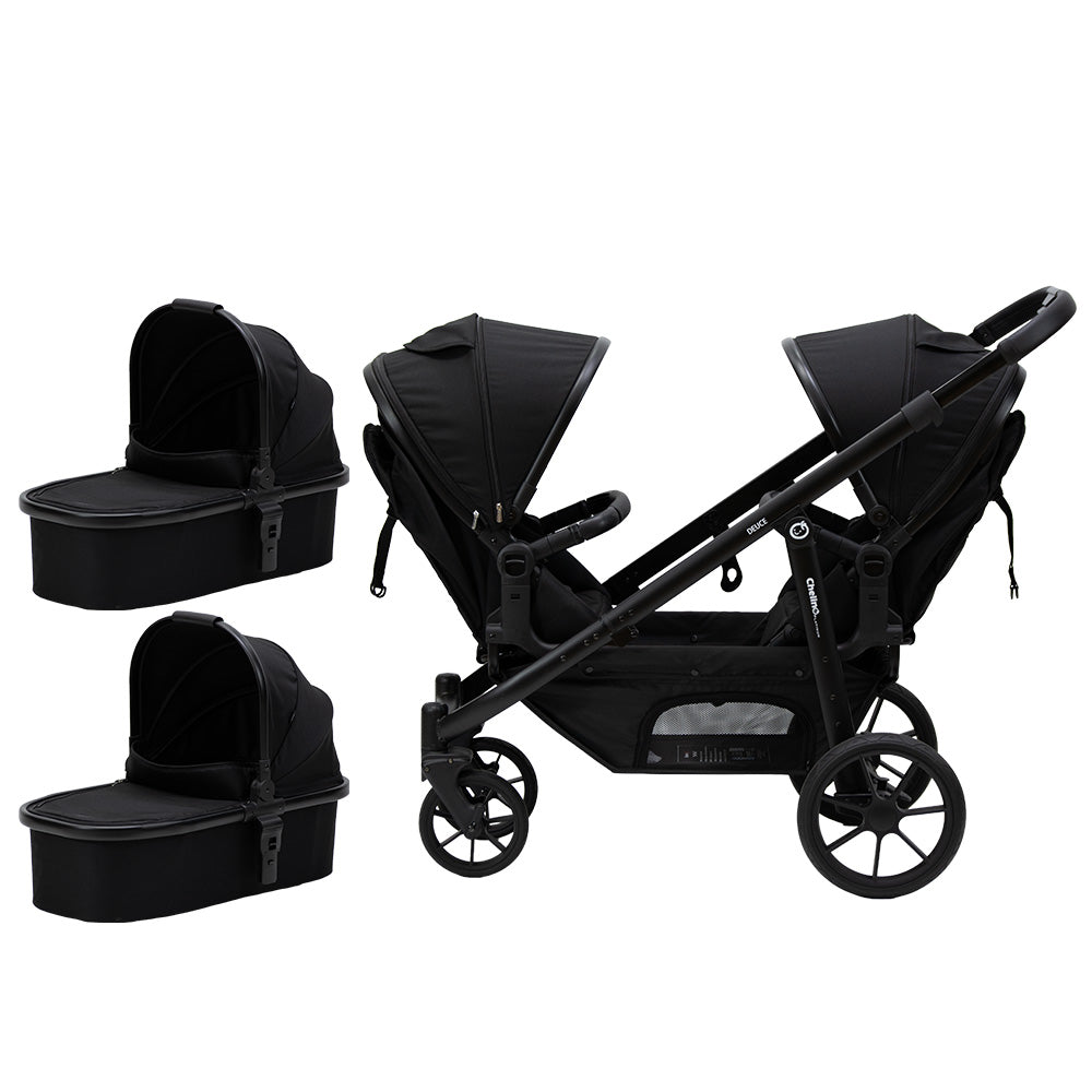 Deuce Twin Stroller 4 in 1 with carry cot for twins and young children