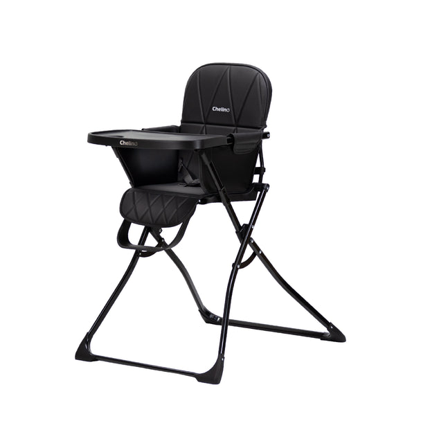 Easy Fold High Chair in black, modern and foldable design for toddlers up to 15 kg