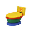 Multicolour musical potty with giraffe design and lid for toddlers.
