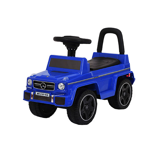 Blue Mercedes G Wagon ride-on push car for kids ages 1-3.