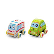 Mini Soft Vehicle Pull Back Toy Set in Green and White, 2PC for Toddlers, Ages 12+ Months.
