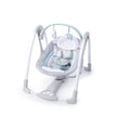 Portable Ingenuity Power Adapt Swing Abernathy with plush seat, hanging toys, and automatic swinging motion