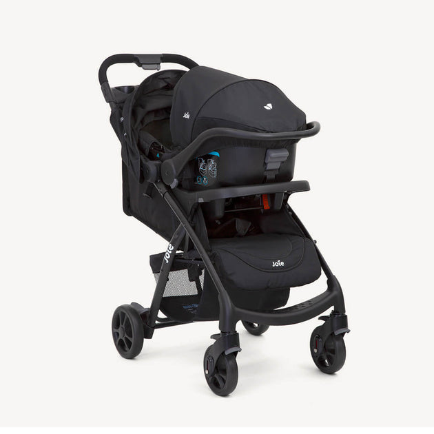 Joie Muze™ lx Travel System in coal color with stroller and Juva infant car seat