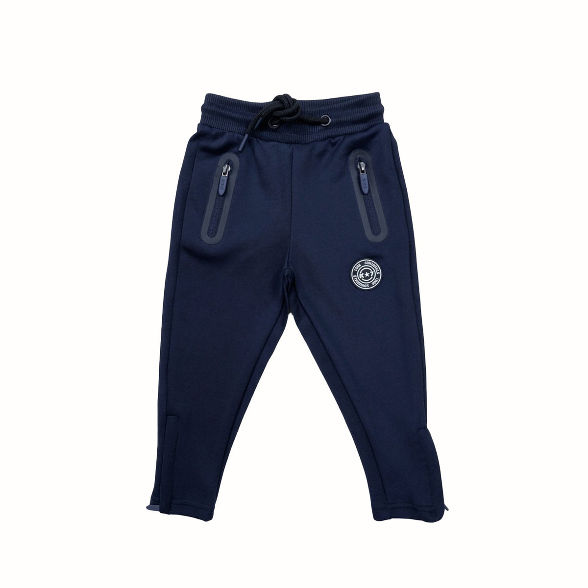 Ghost Boys V2.0 Boys Track Pants in dark navy with a smooth fabric, tapered legs, drawstring waist and zip pockets.