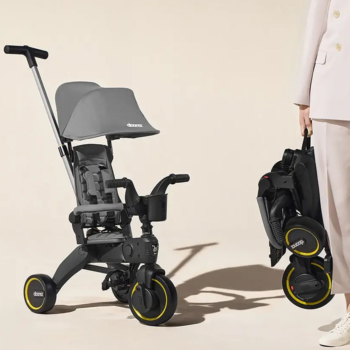 Doona Liki Trike S5 Nitro Black - Compact Folding Trike for Kids