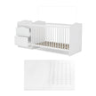 Modern Milan Cot with protective rails and matching all-in-one nursery dresser station