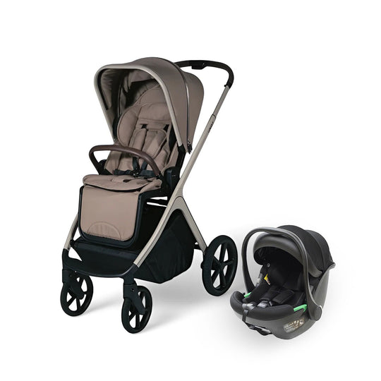 Lunar II Travel System - Mocca stroller and car seat, elegant design, comfortable ride, suitable for 0-48 months.