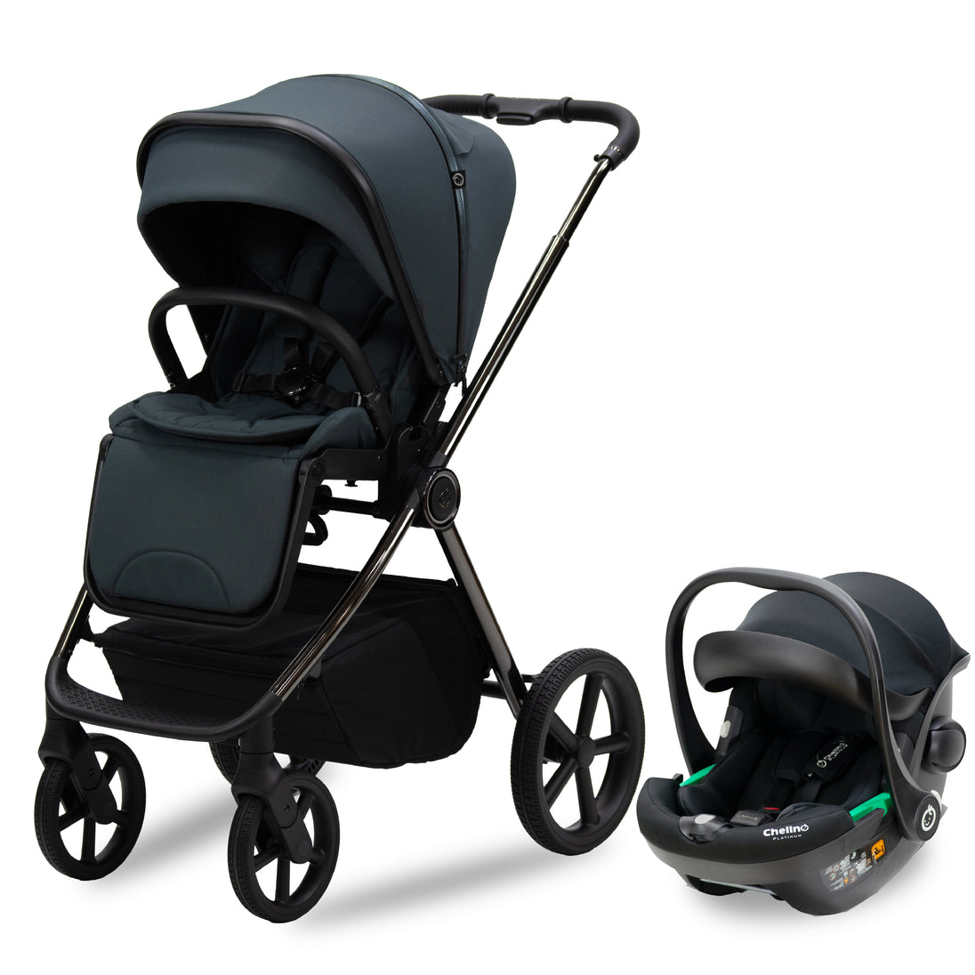 Bella III Graphite stroller and Tulip i-Size car seat 2-in-1 travel system in graphite finish