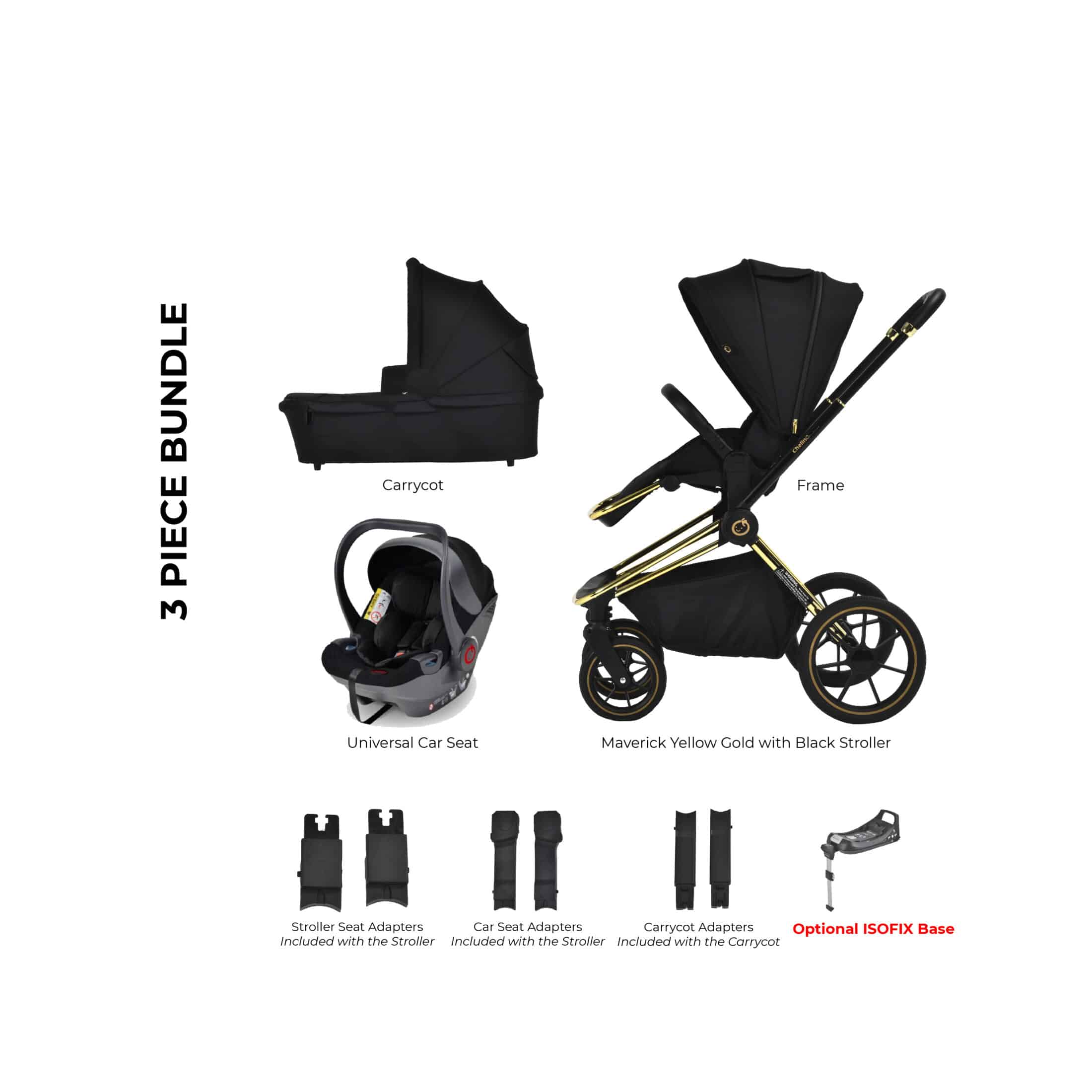 Maverick 3 in 1 Yellow Gold Black Travel System