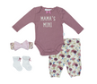 Baby 4 piece light pink floral velvet set with four soft babygrowers for newborns