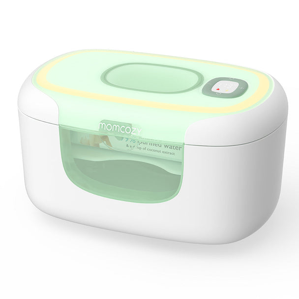 MomCozy Baby Wipe Warmer EU plug with adjustable temperature and night light features