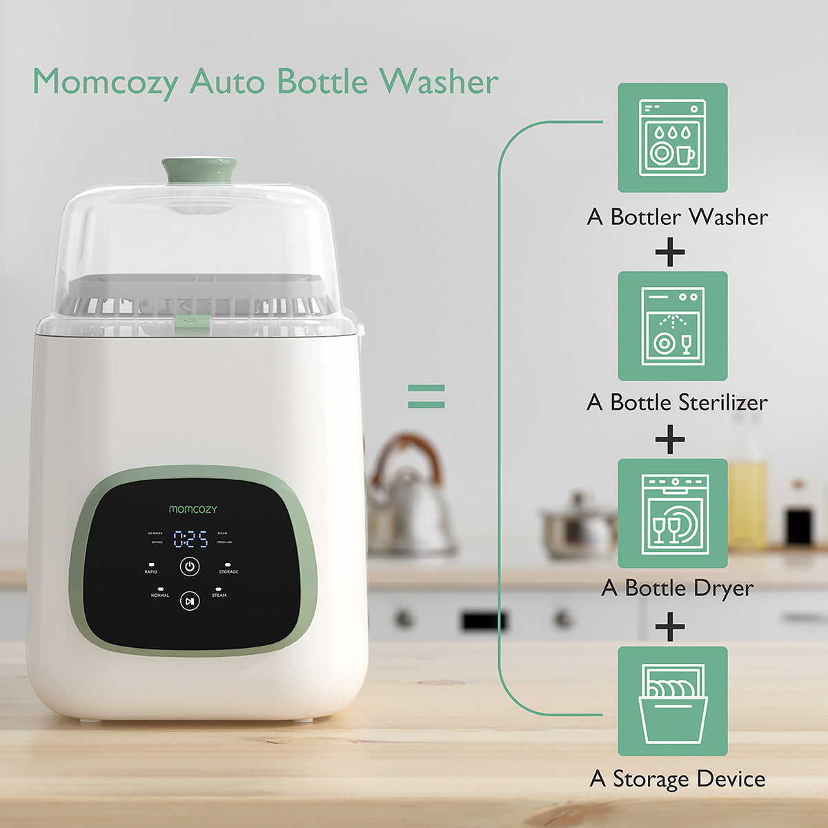 MomCozy KleanPal Pro Baby Bottle Washer - EU Plug | All-in-One