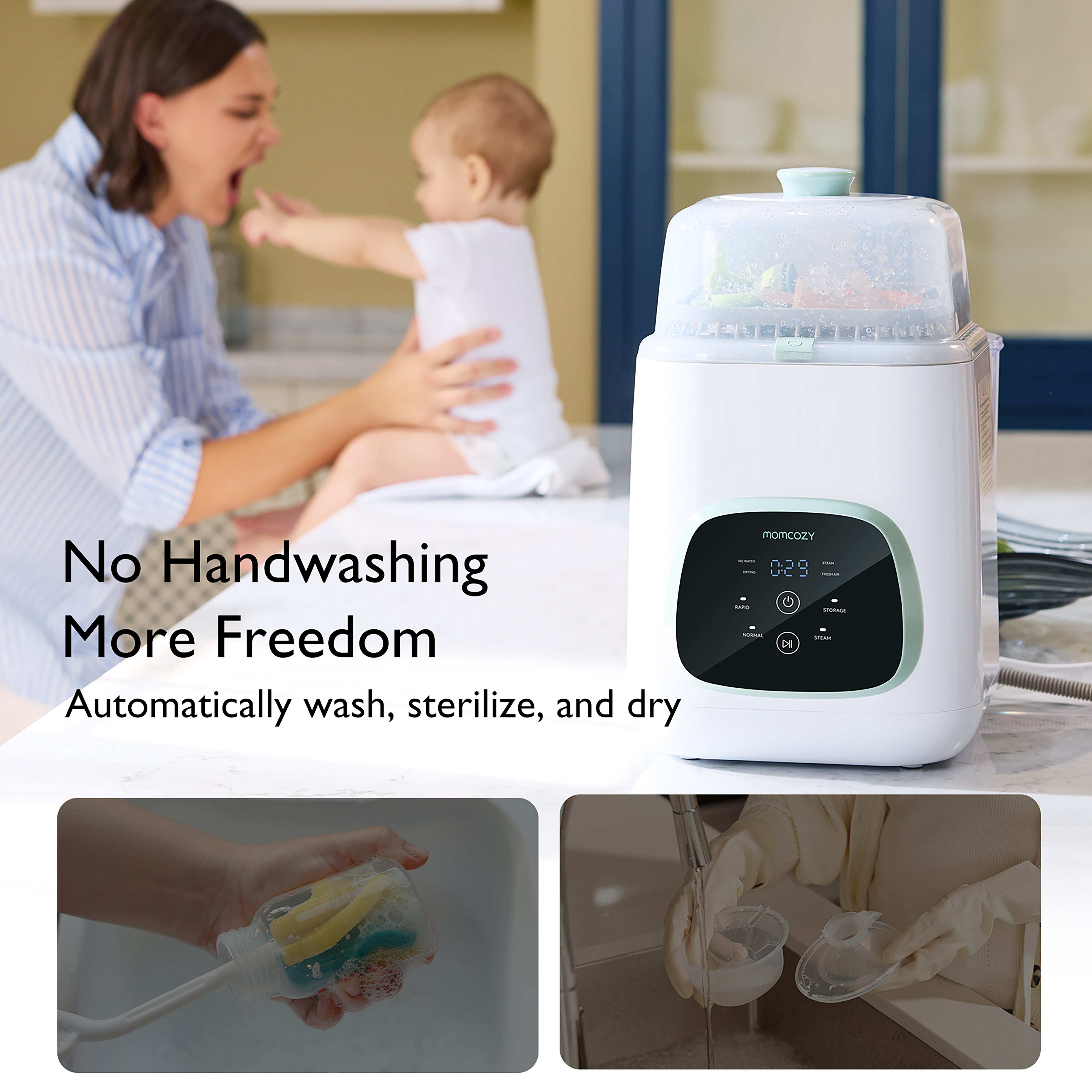 Logicool BABY BOTTLESL BM1300BK＋BA100CBK MomCozy KleanPal Pro Baby Bottle Washer - EU Plug | All-in-One