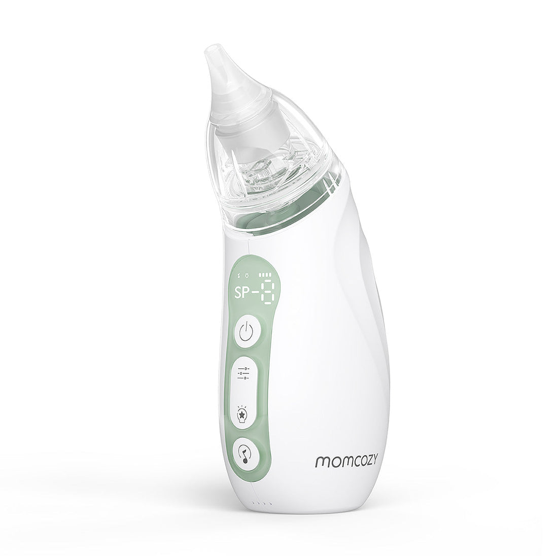 MomCozy Baby Nasal Aspirator with strong suction, adjustable levels, ultra-soft nozzle, and portable design
