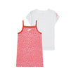 Nike Kids Floral 2pc Set featuring a white crew neck T-shirt and a pink floral slip dress with Nike logo detail
