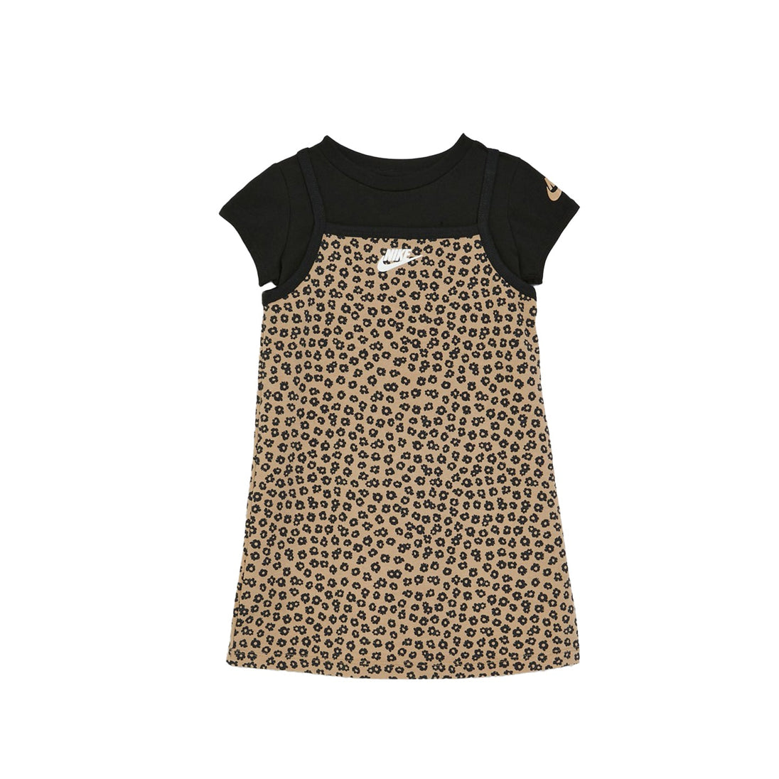 Nike Kids Floral 2-piece hemp set with black crew neck T-shirt and floral slip-dress