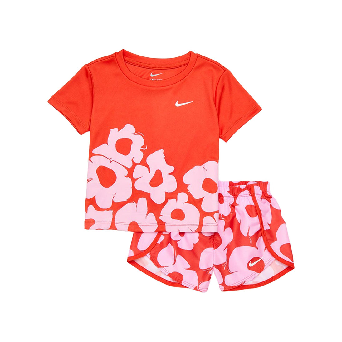 Nike NKG Floral DF Sprinter Short in Picante Red with matching floral print top for girls active wear