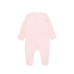 Nike Baby Essent Pointelle Coverall in pink, featuring soft knit fabric, full-zip front, foldover mittens, and footed bottoms for comfort and warmth.