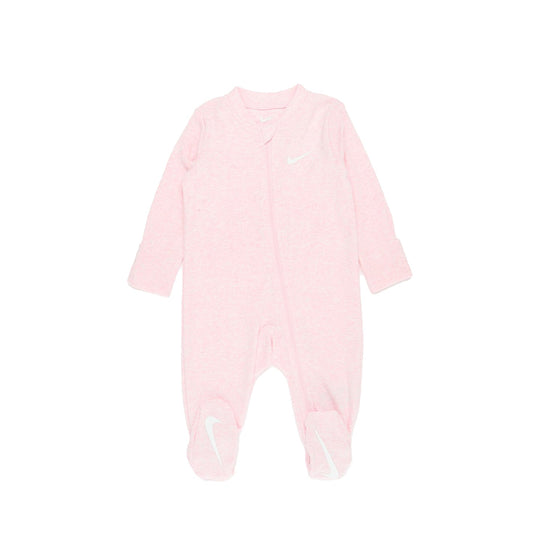Nike Baby Essent Pointelle Coverall in pink foam heather with Swoosh logo and full-zip front
