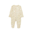 Nike E1D1 AOP Footed Coverall in sanddrift color with allover Nike print and full-zip front.
