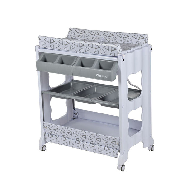 Prima Rossi Bath Unit with storage shelves and baby bath space.