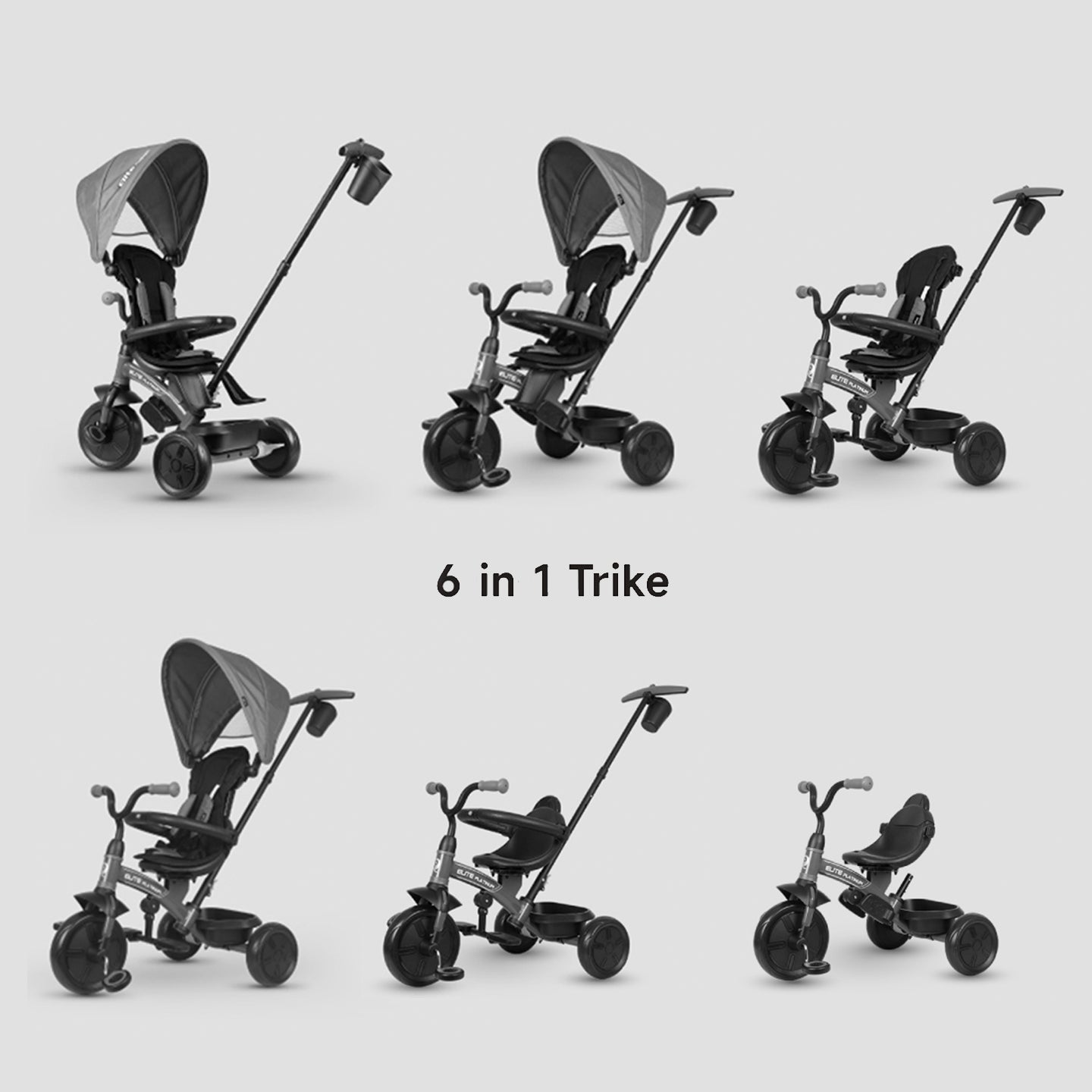 QPlay Elite Platinum Tricycle W/Reversing Seat Black