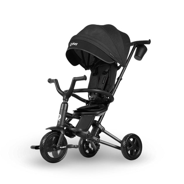 QPLAY Nova Niello Tricycle Black, foldable trike for kids aged 10 months to 6 years.