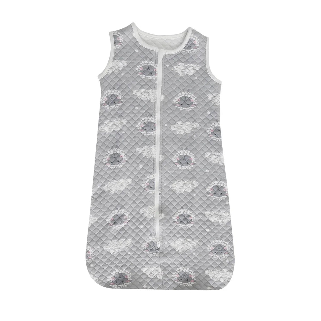 Snuggletime Quilted Cotton Sleep Sack for babies with sheep design and full-length zipper