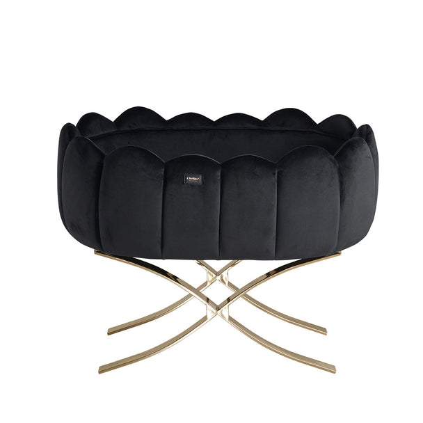 Tulip Cot Cross Leg in Shiny Gold Black with luxurious design.