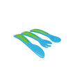 Blue and green Snookums Cutlery Set 3-piece toddler utensils fork, spoon, and knife for 6 months+ with rounded edges for safe self-feeding