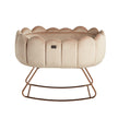Luxury Tulip Cot Rocker in Rose Gold Champagne with designer features and soft interior.