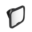 Thule Car Seat Baby Mirror attached to car headrest showing wide-angle view of rear-facing baby seat