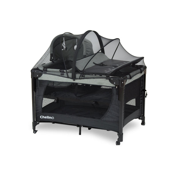 Chelino Tiffany Lux II co-sleeper camp cot with mattress for babies