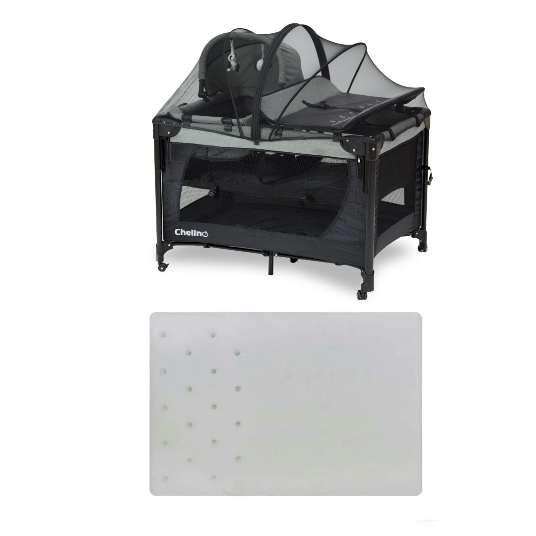 Chelino Tiffany Lux II co-sleeper camp cot with mattress for newborns and toddlers