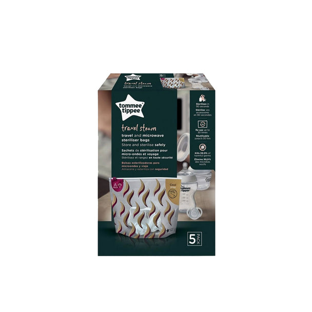Tommee Tippee CNT Travel Steriliser Bags 5 pack reusable microwave steriliser for baby bottles and accessories