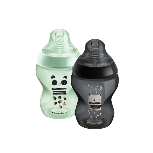 Tommee Tippee Closer To Nature 340ml baby bottles 2 pack with anti-colic teats and boy-themed designs