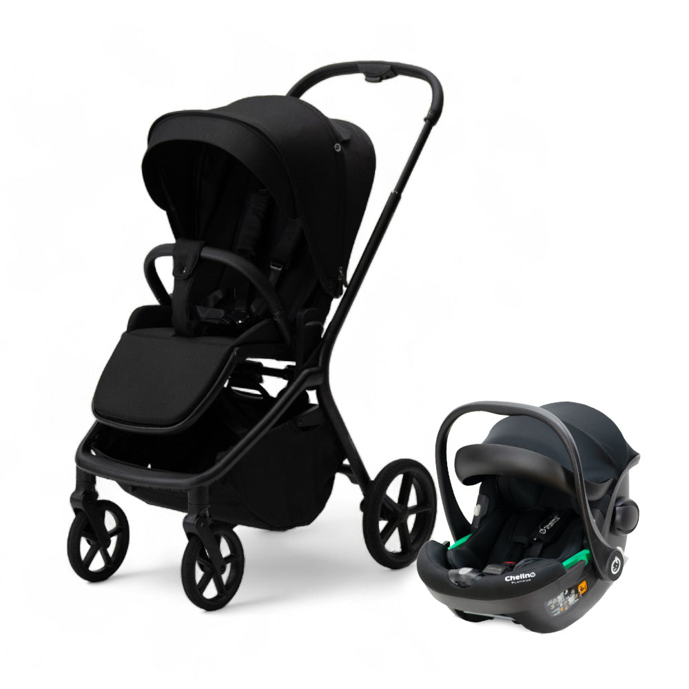Lunar Urbn Travel System with Tulip i-Size Black Infant Car Seat for newborns to 4 years old