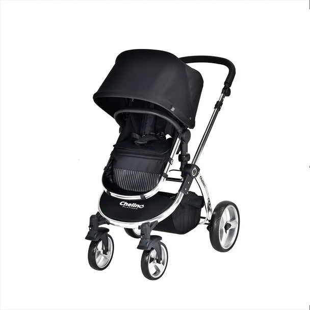 Buzz 2 in 1 black stroller with aluminium frame and adjustable canopy for baby comfort and safety