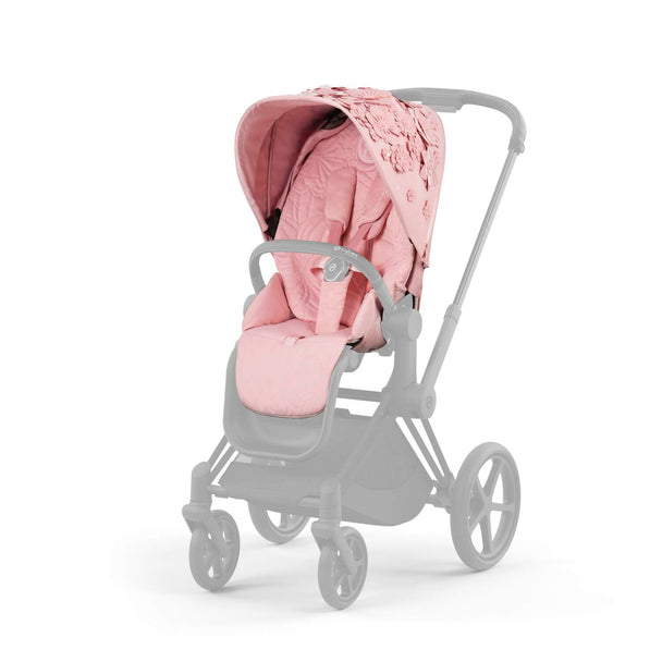 PRIAM Lux Seat Pack Gen 4 Simply Flowers in pale blush pink stroller seat with floral details