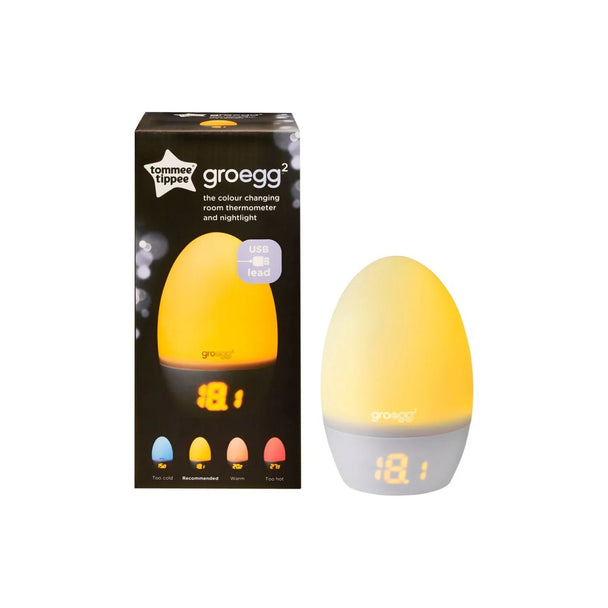Tommee Tippee Groegg2 color-changing night light and digital room thermometer with USB power and temperature display