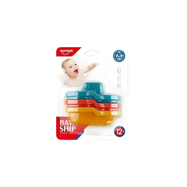 Colorful Huanger Bath Toy Boats, 3-piece set for toddlers aged 12 months and up.
