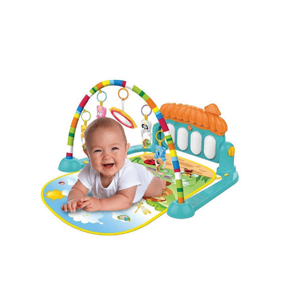 HE0639 - Piano Piano Fitness Rack for babies with colorful hanging toys and play mat.