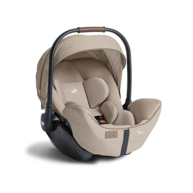Joie Signature i-Level Pro Car Seat in Sandstone with near-flat recline for infants birth to 15 months