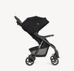 Joie Muze™ lx stroller in black fabric with a wide canopy, padded seat, storage basket and three-wheel frame