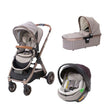 Lunar Rose Gold 3 in 1 Travel System II with car seat and bassinet, showcasing style and practicality.