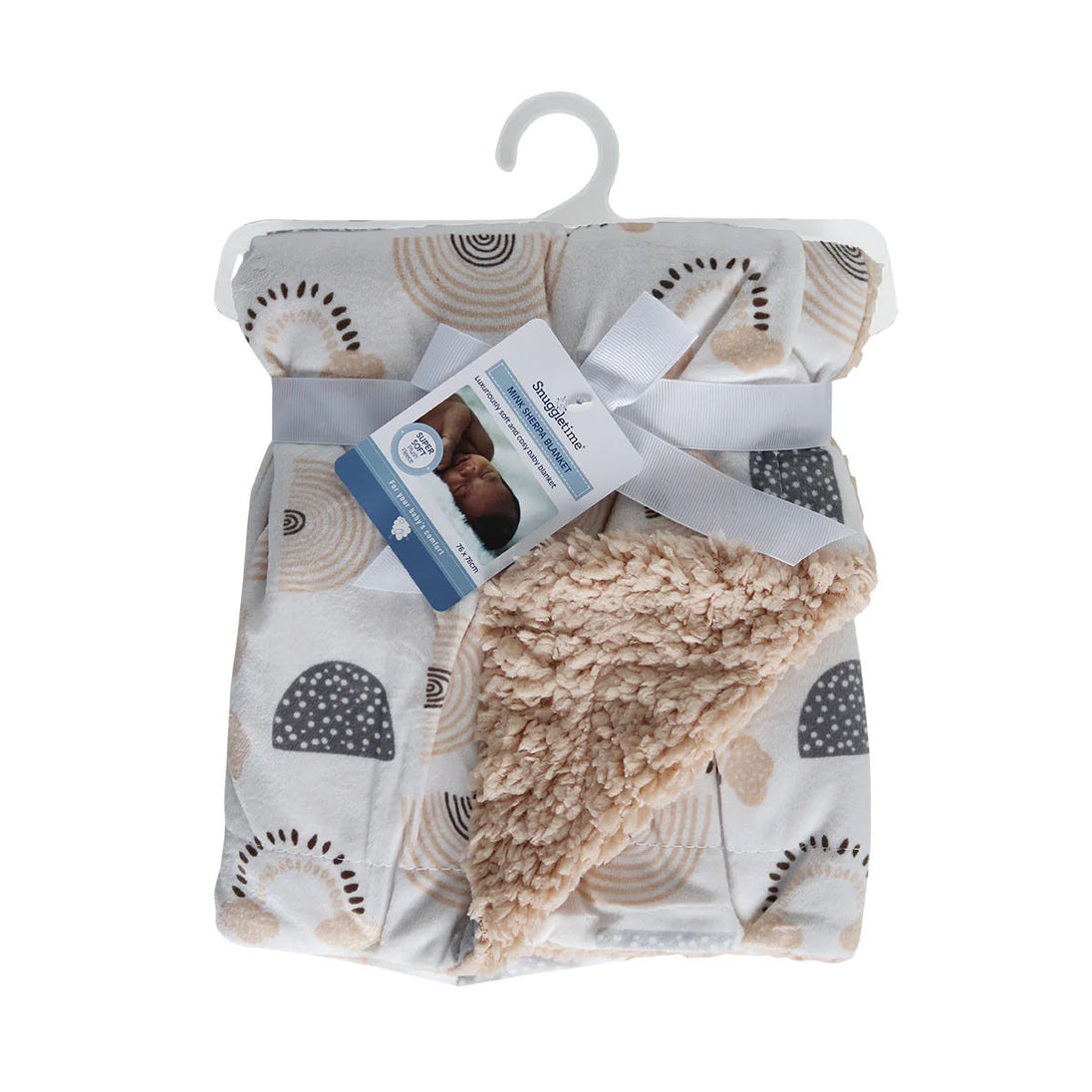 Cream shell mink sherpa blanket showing soft, fluffy texture for baby warmth and comfort